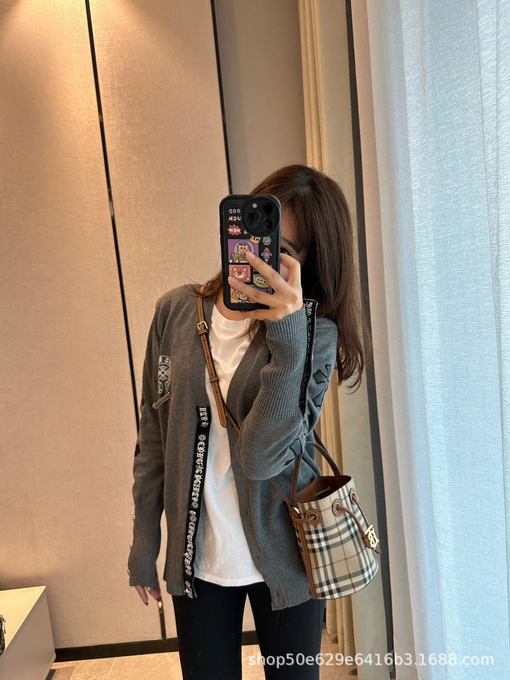 Chrome Hearts Knitted Long-Sleeved Single-Brebreasted V-neck Cardigan Sweater