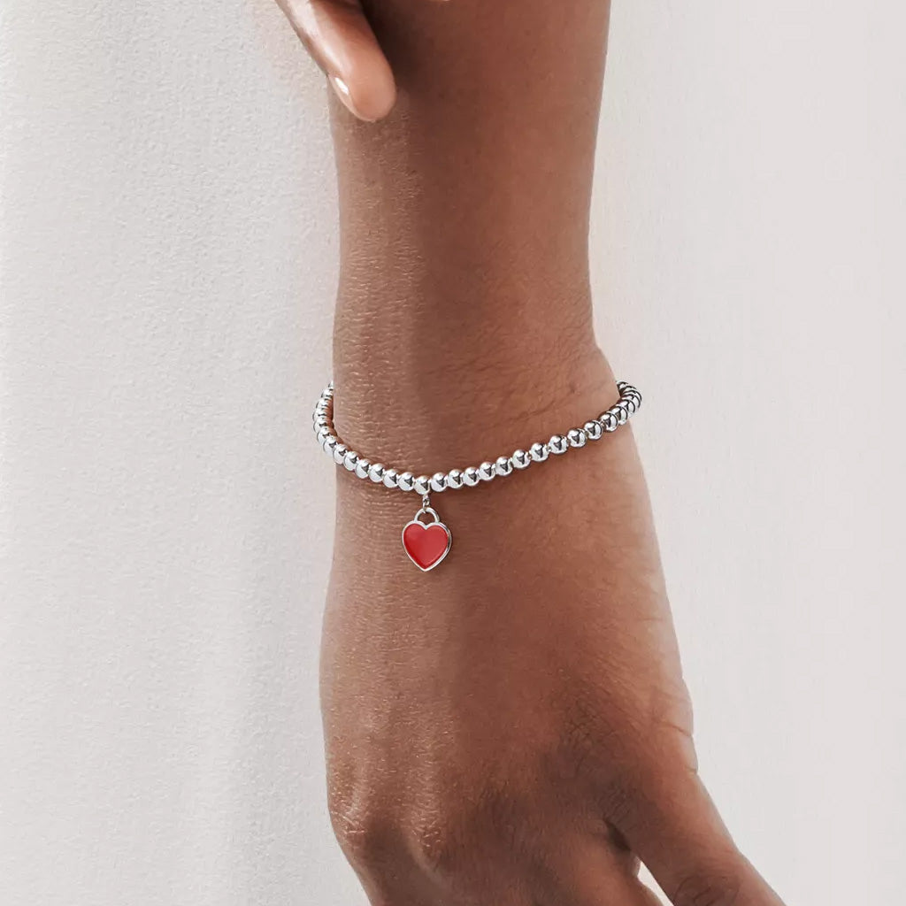 Return To Tiffany Red Heart Tag Bead Bracelet