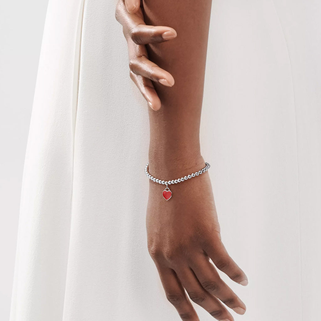 Return To Tiffany Red Heart Tag Bead Bracelet