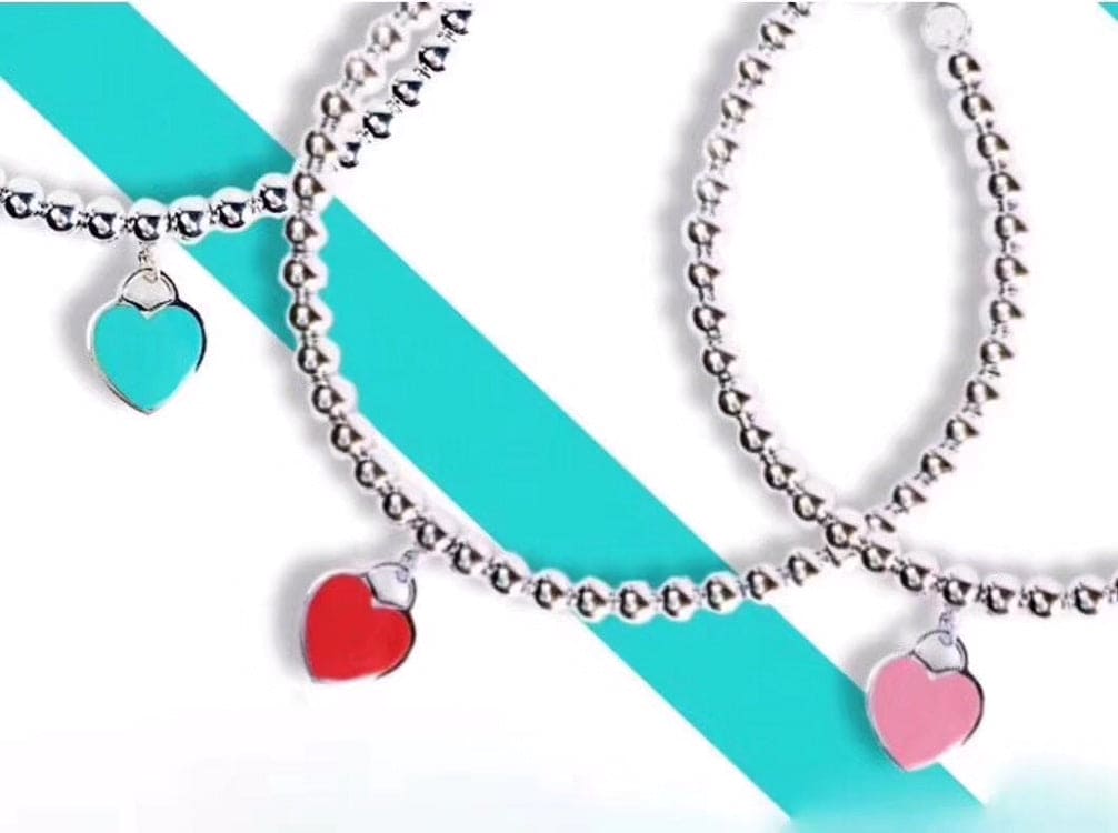 Return To Tiffany Red Heart Tag Bead Bracelet