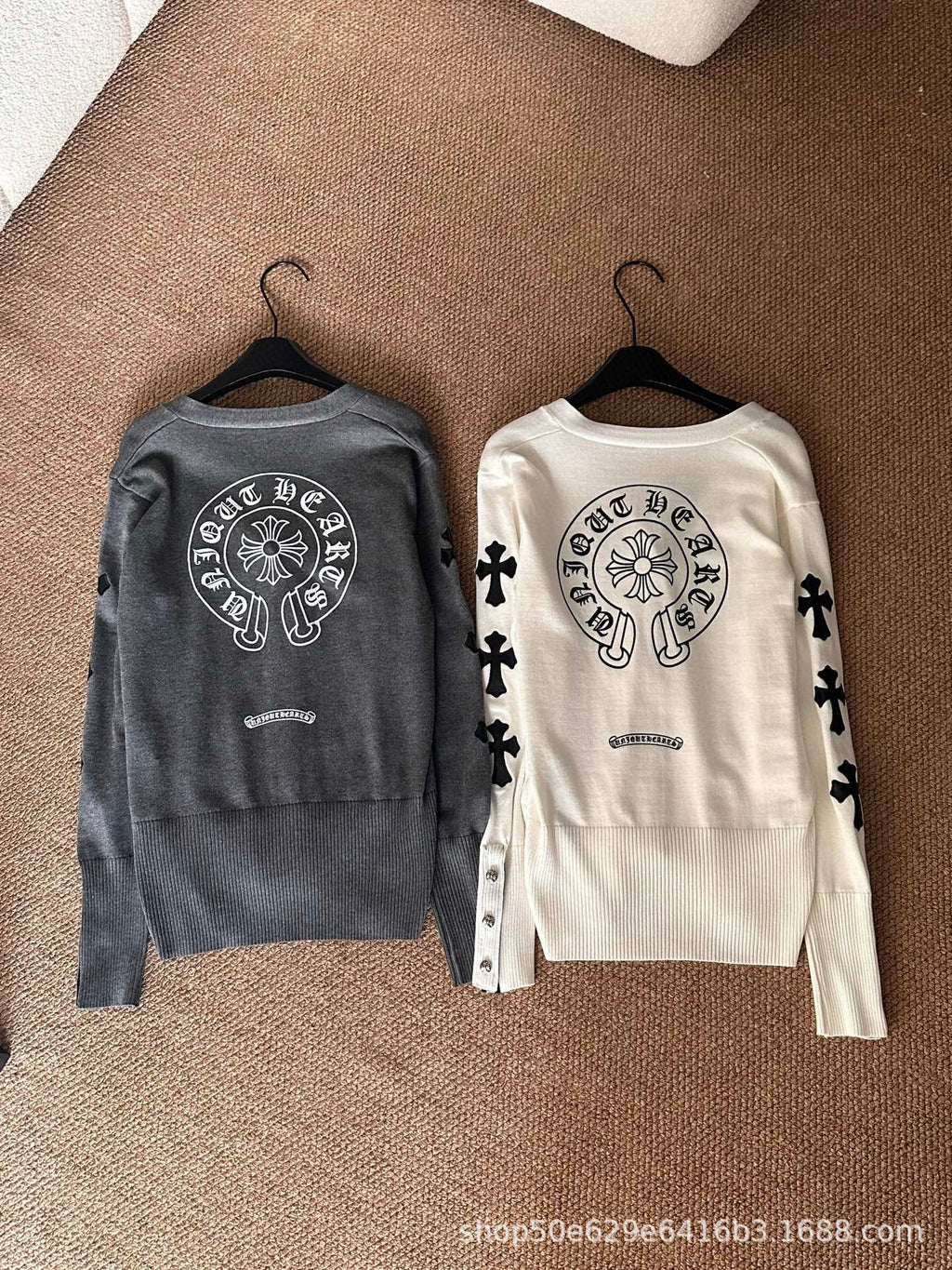 Chrome Hearts Knitted Long-Sleeved Single-Brebreasted V-neck Cardigan Sweater