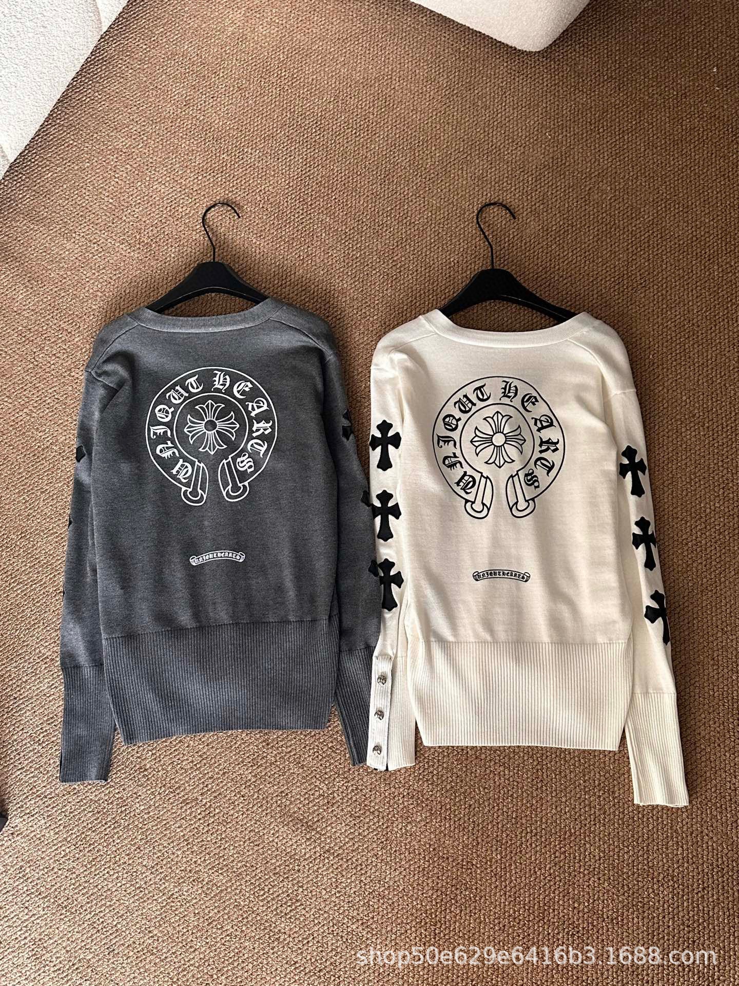 Chrome Hearts Knitted Long-Sleeved Single-Brebreasted V-neck Cardigan Sweater