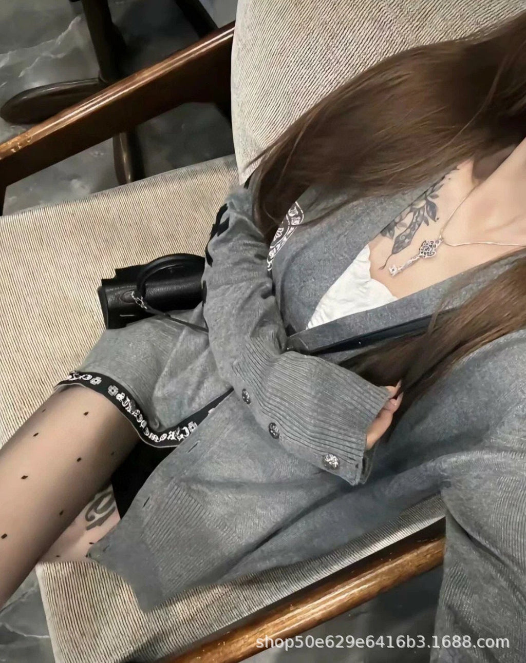 Chrome Hearts Knitted Long-Sleeved Single-Brebreasted V-neck Cardigan Sweater