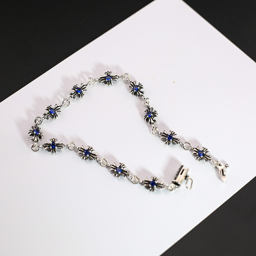 Chrome Hearts cross diamond 24k gold plated bracelet