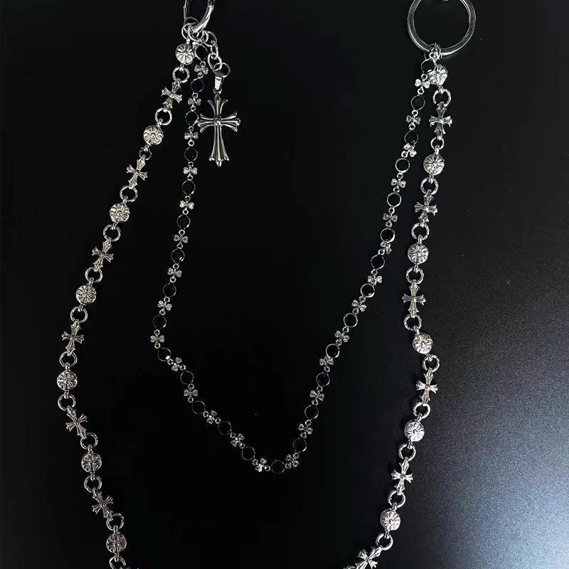 Chrome Hearts cross waist chain bag chain double chain pendant