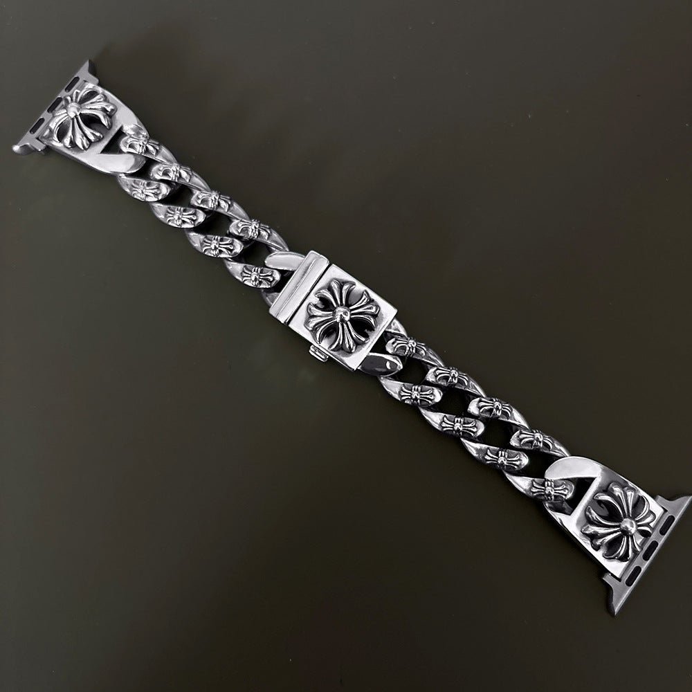 Chrome Hearts cross flower watch chain