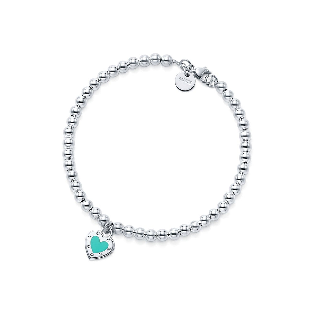 Tiffany Blue Heart Tag Bead Bracelet