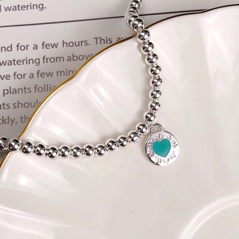 Tiffany Blue Heart Tag Bead Bracelet