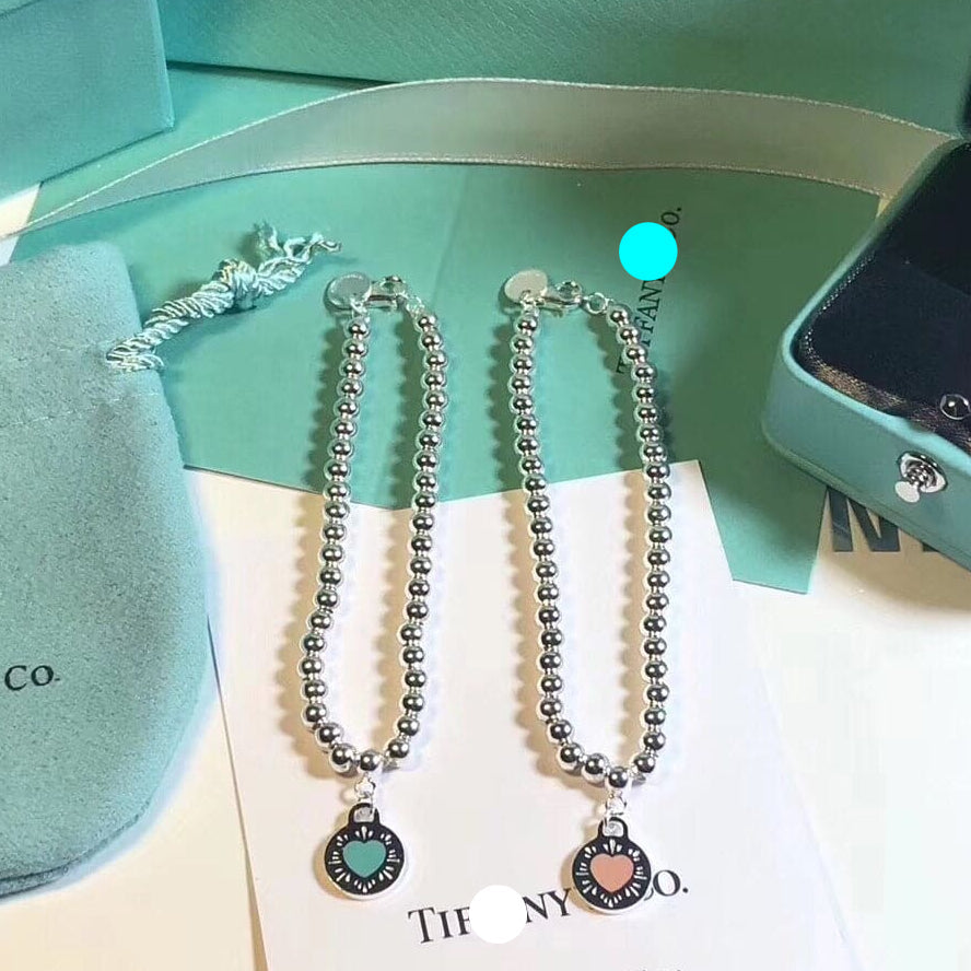 Tiffany Blue Heart Tag Bead Bracelet