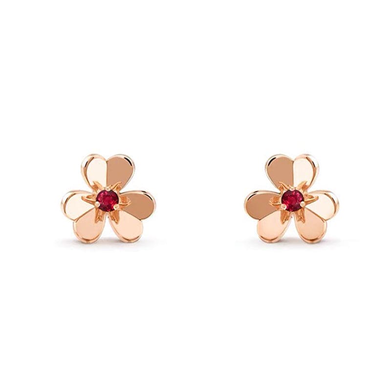 Van Cleef & Arpels Frivole Mini Red Flower Earrings