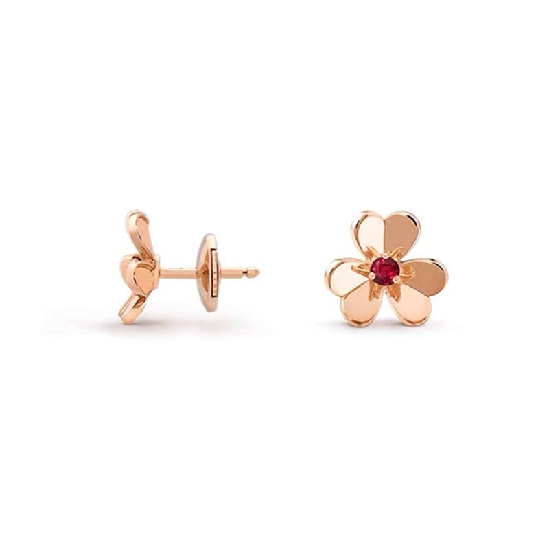 Van Cleef & Arpels Frivole Mini Red Flower Earrings