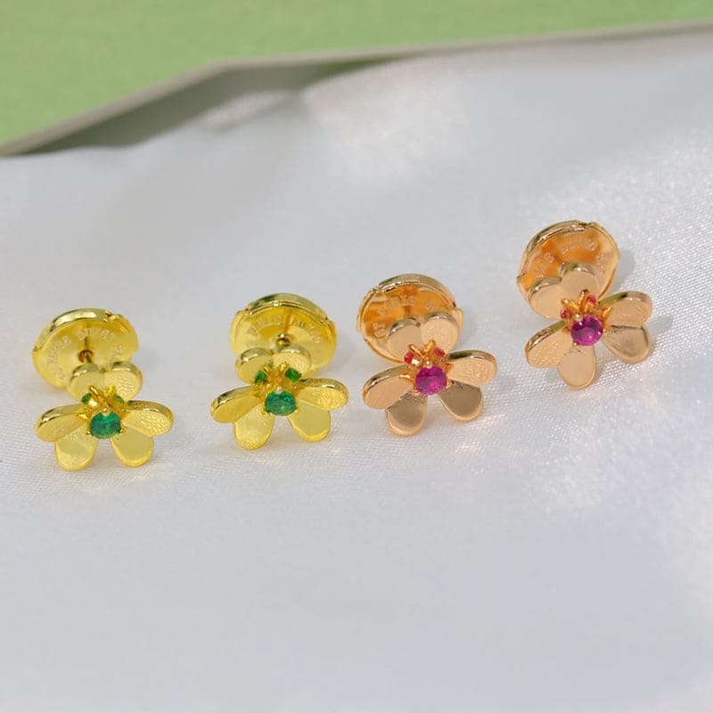 Van Cleef & Arpels Frivole Mini Red Flower Earrings