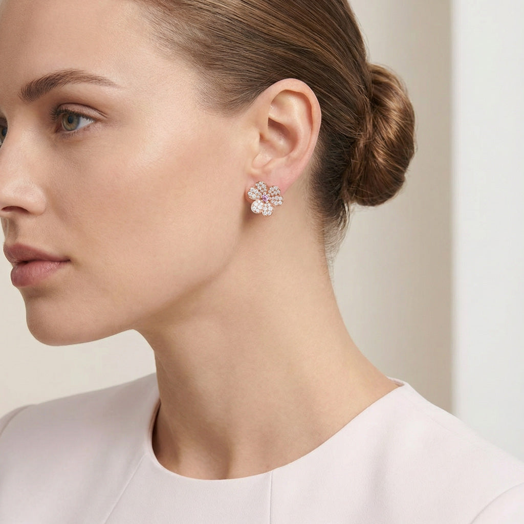 Van Cleef & Arpels Frivole Pink Flower Earrings