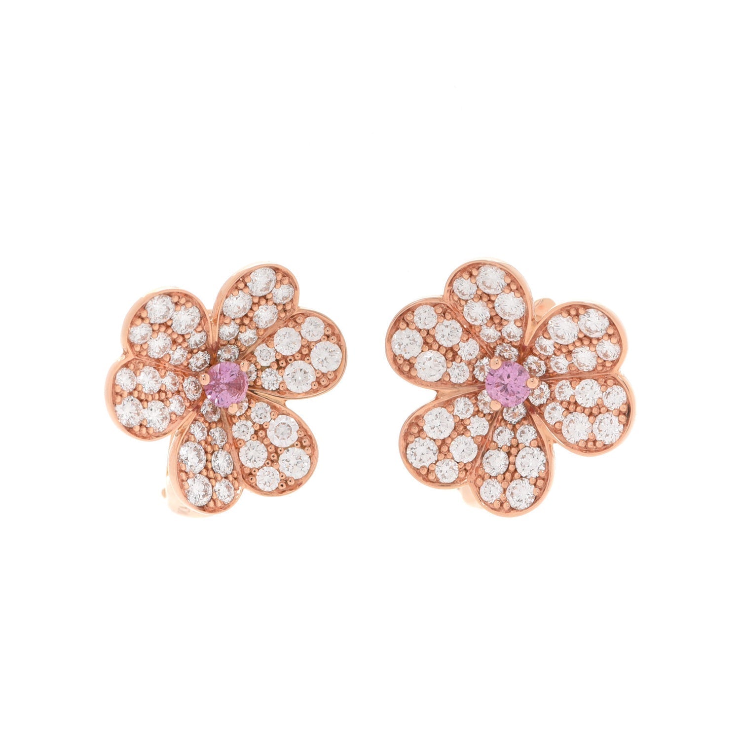 Van Cleef & Arpels Frivole Pink Flower Earrings