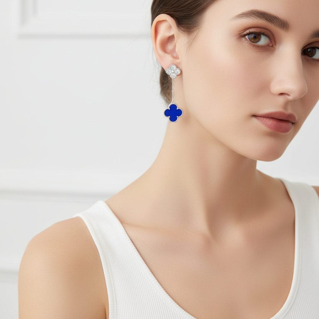 Van Cleef & Arpels Magic Alhambra Blue Agate Earrings
