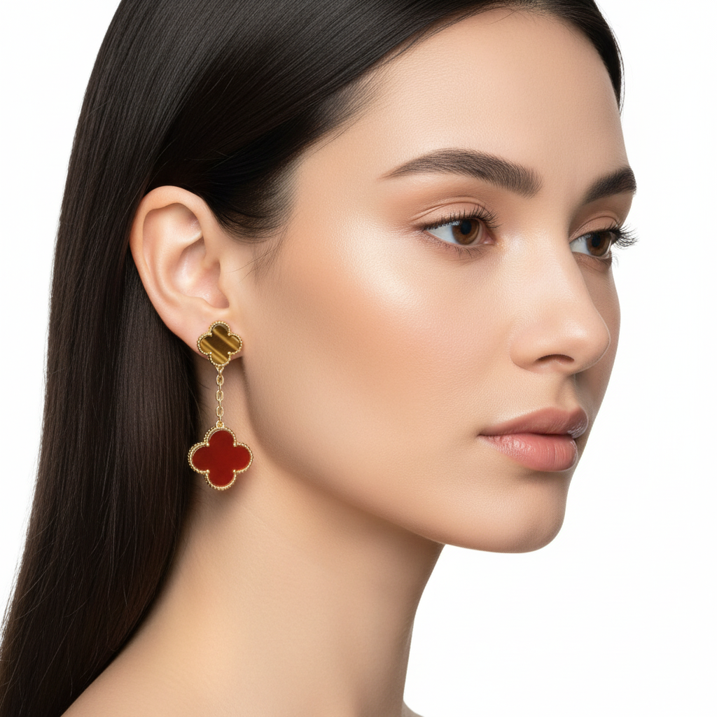 Van Cleef & Arpels Magic Alhambra Carnelian & Tiger Eye Earrings