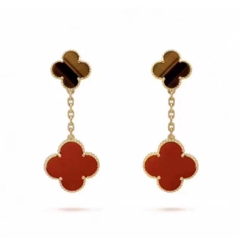 Van Cleef & Arpels Magic Alhambra Carnelian & Tiger Eye Earrings
