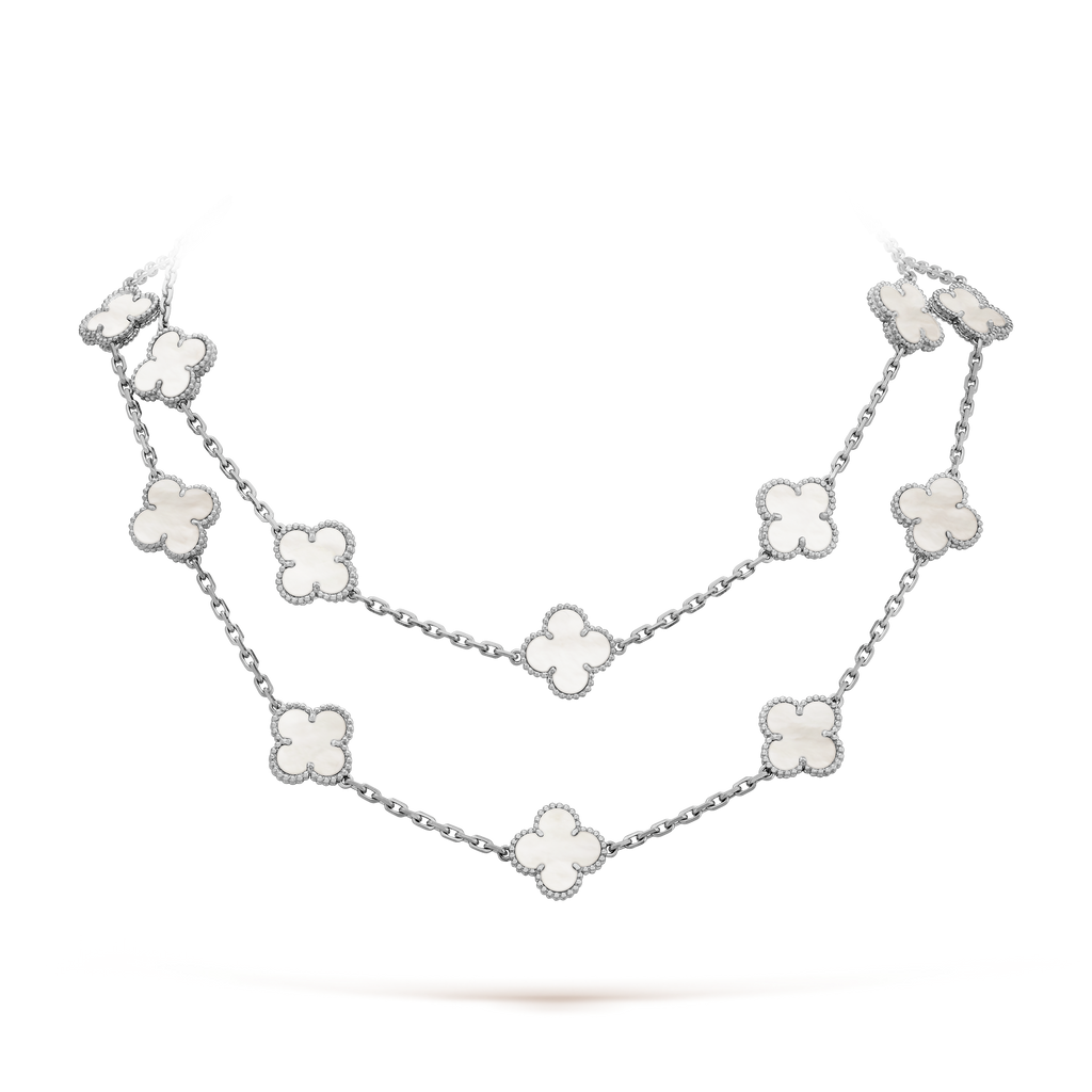 Van Cleef & Arpels Pearl Vintage Alhambra 20 Motifs Long Necklace