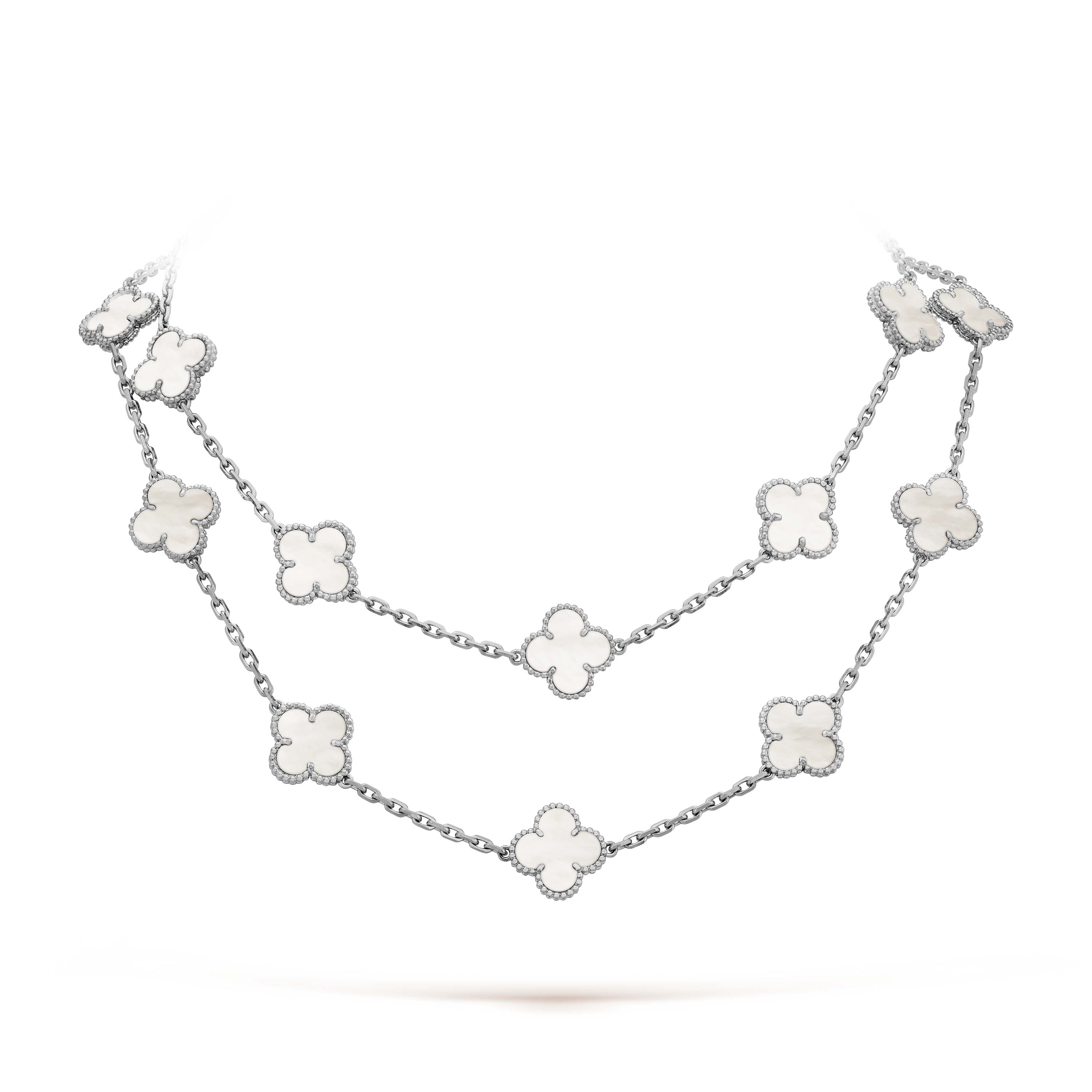 Van Cleef & Arpels Pearl Vintage Alhambra 20 Motifs Long Necklace