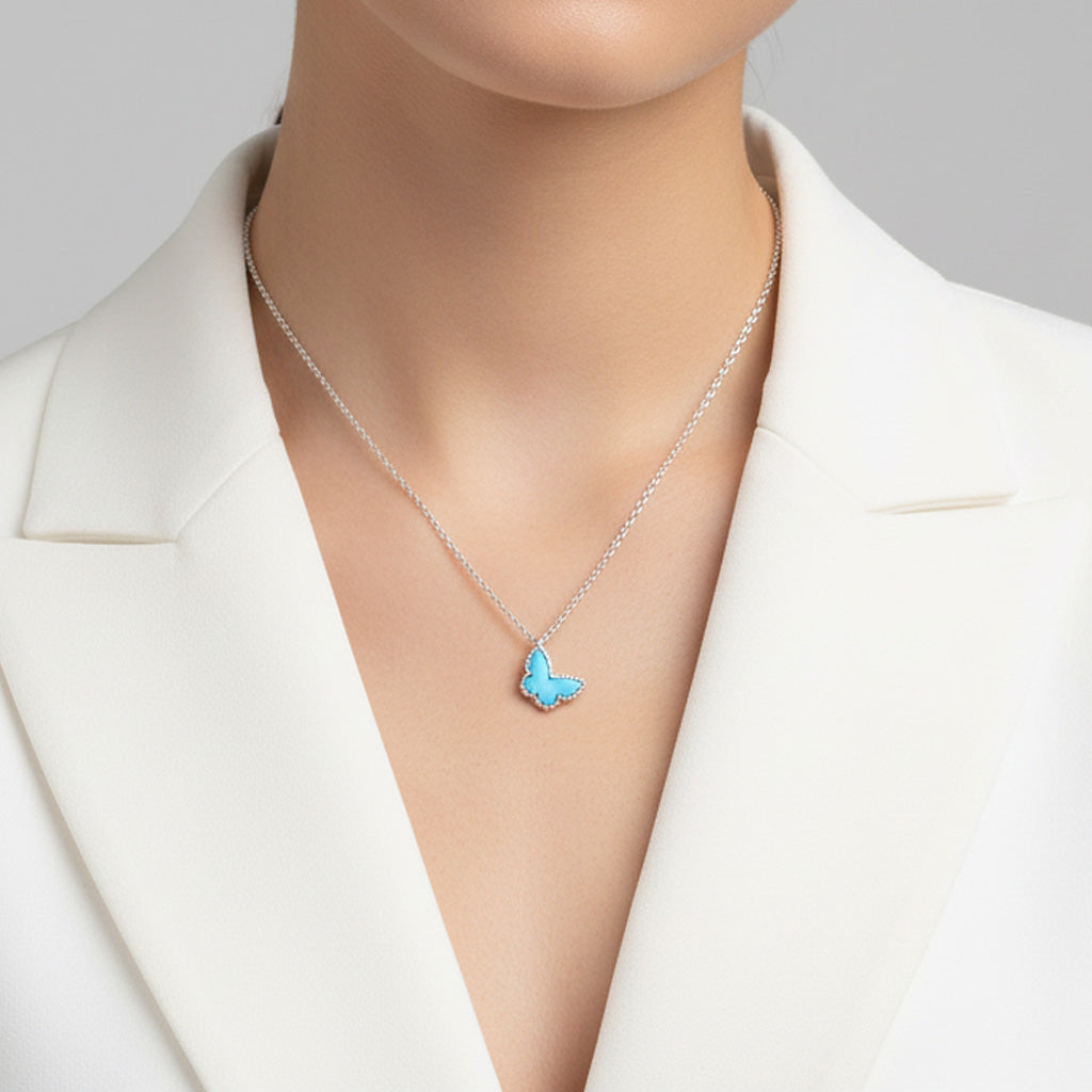 Van Cleef & Arpels Sweet Alhambra Blue Butterfly Necklace