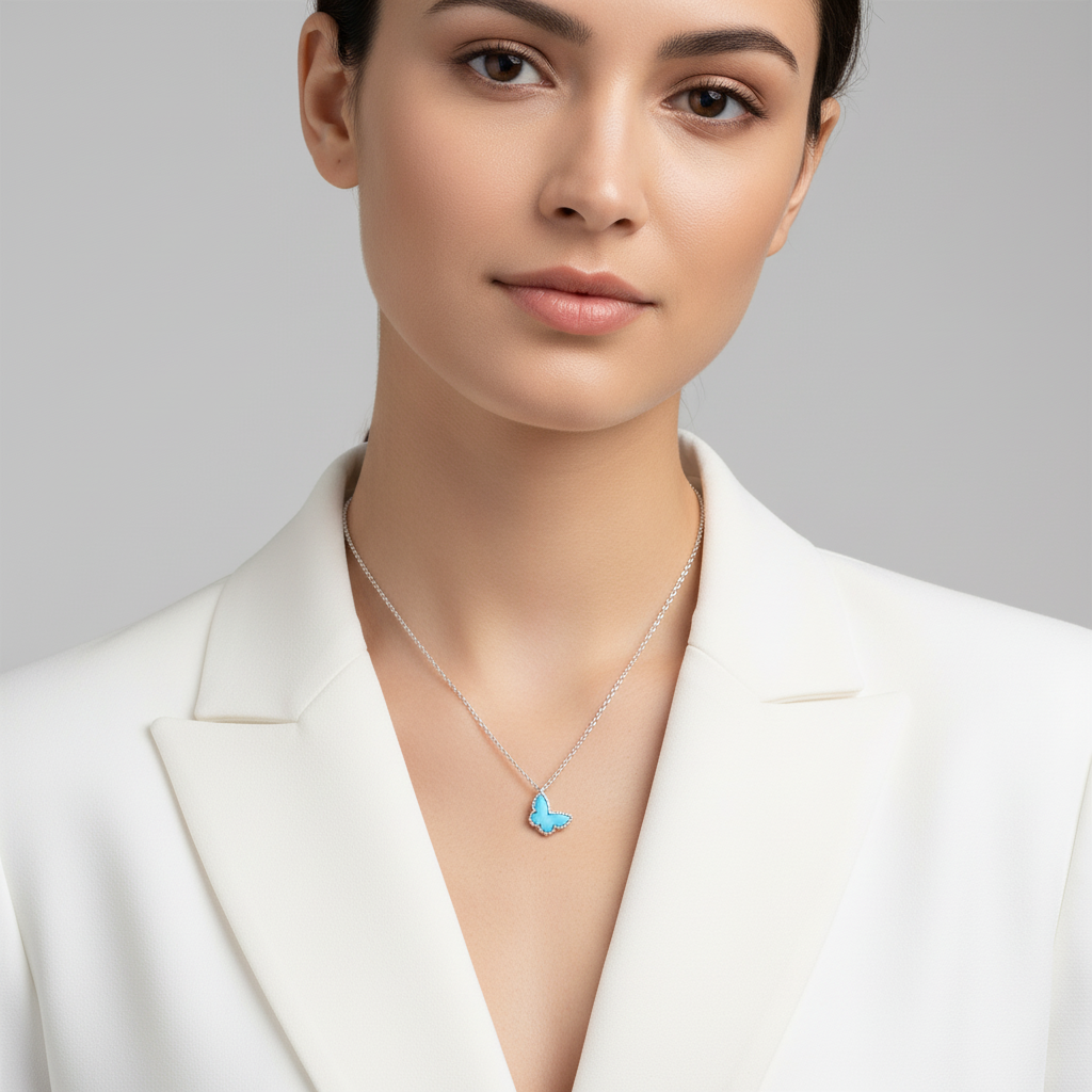 Van Cleef & Arpels Sweet Alhambra Blue Butterfly Necklace