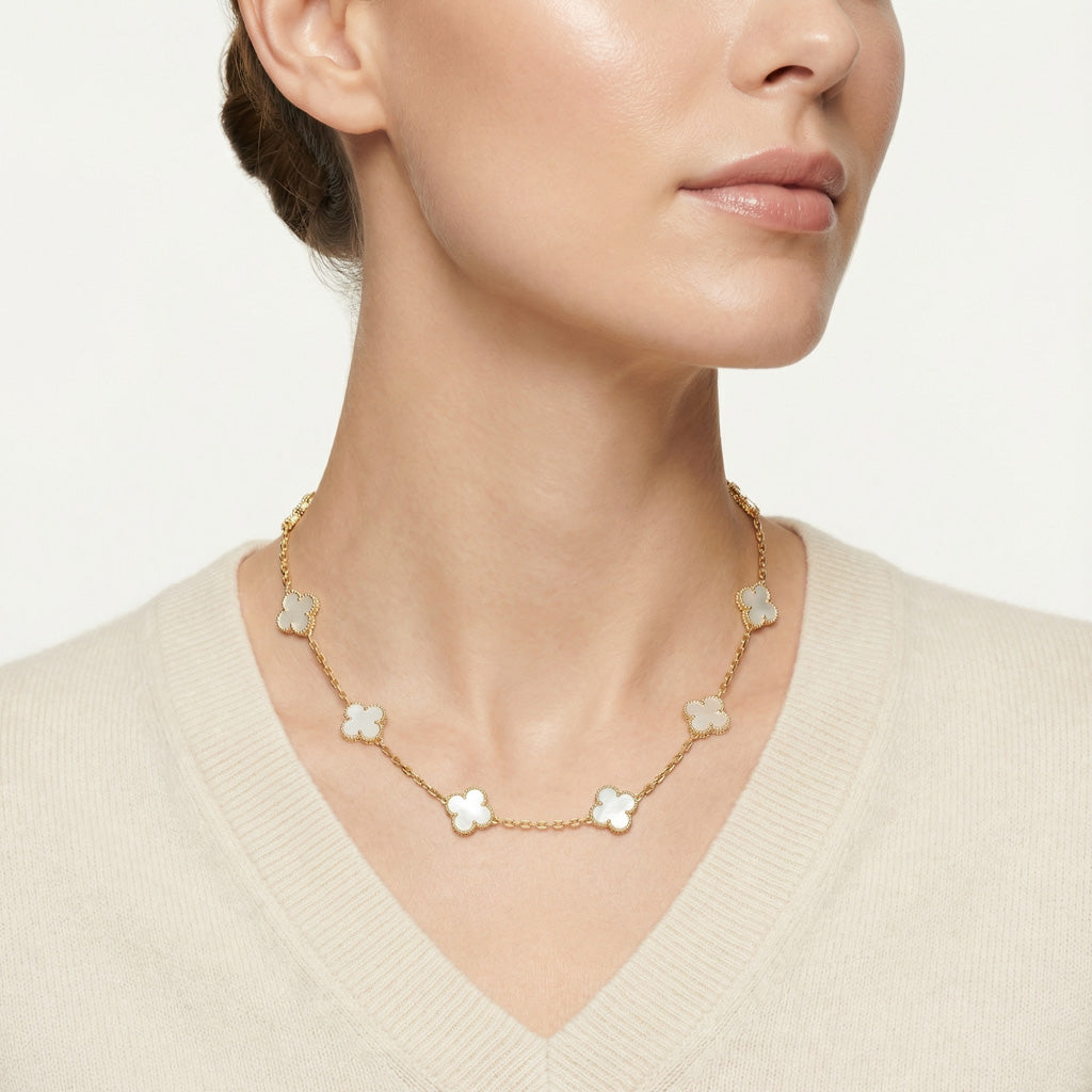 Van Cleef & Arpels Vintage Alhambra 10 Motifs Necklace Mother Of Pearl