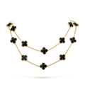 Van Cleef & Arpels Vintage Alhambra Black Onyx 20 Motifs Long Necklace