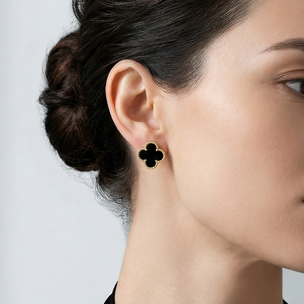 Van Cleef & Arpels Vintage Alhambra Black Stone Earrings