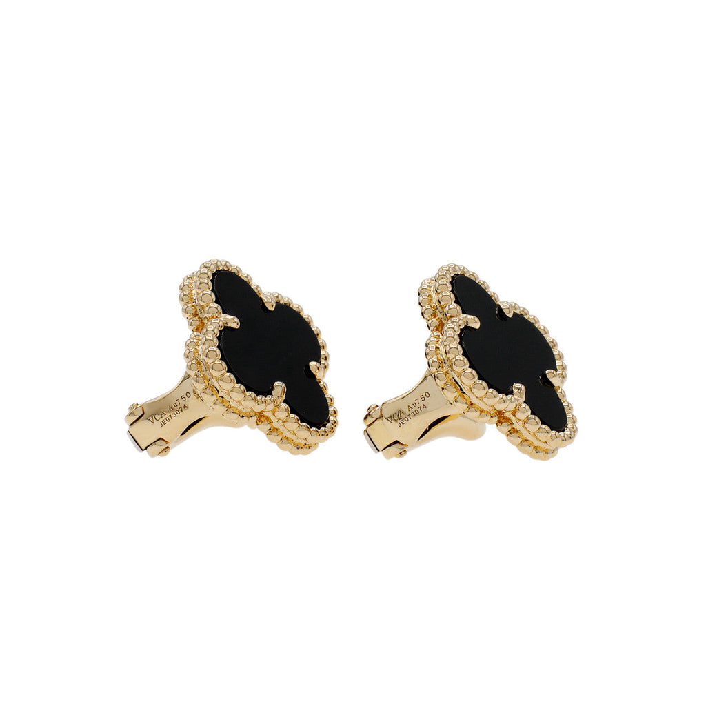 Van Cleef & Arpels Vintage Alhambra Black Stone Earrings