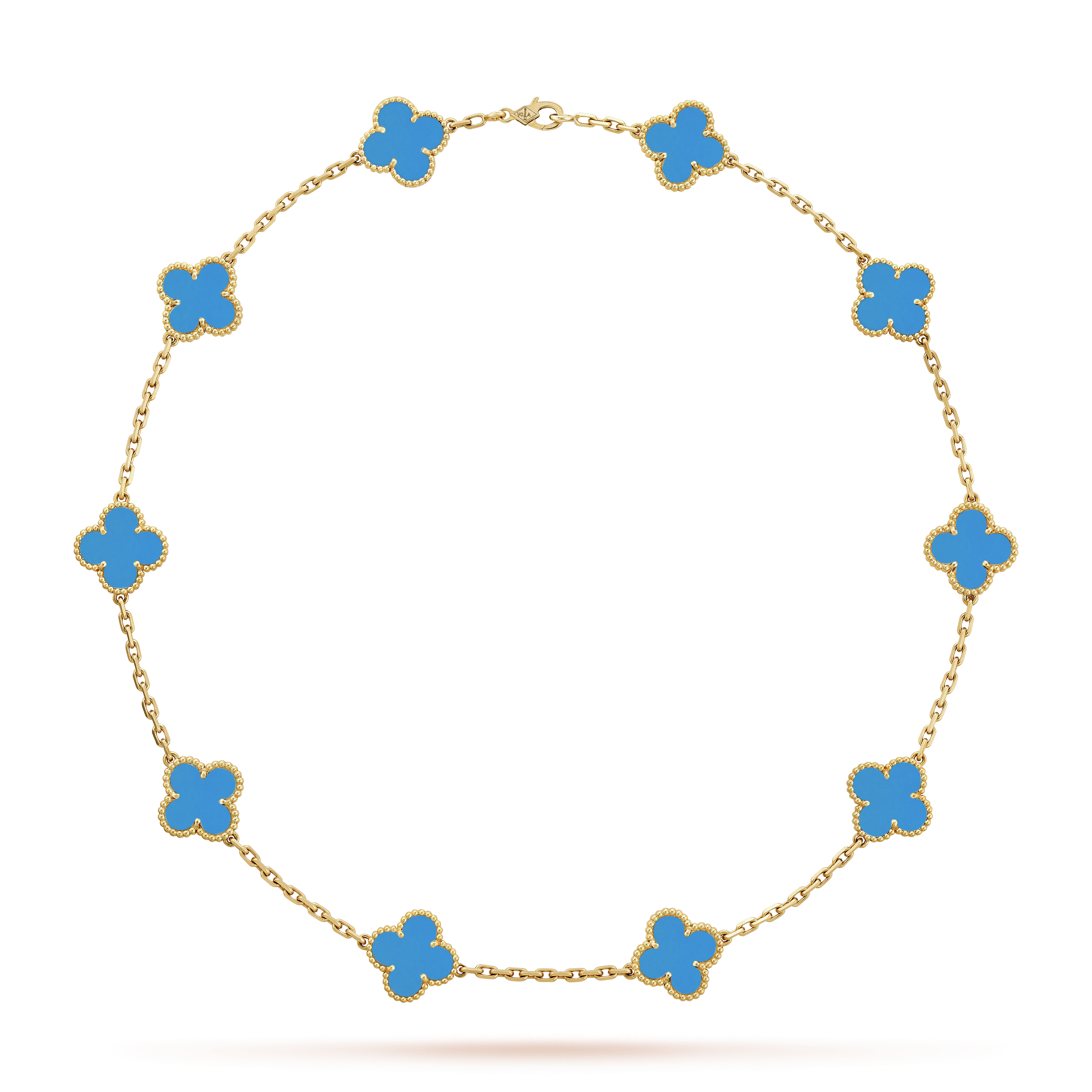 Van Cleef & Arpels Vintage Alhambra Blue Agate 10 Motifs Necklace