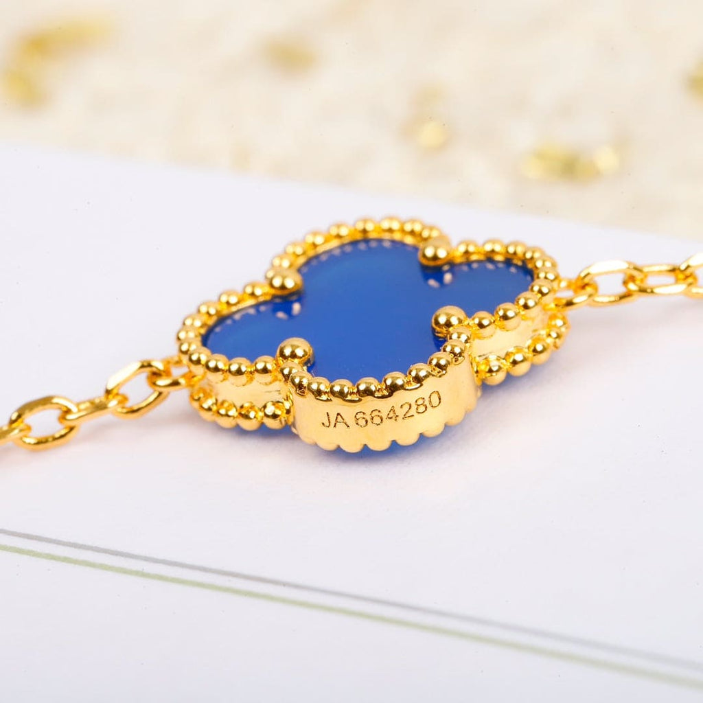 Van Cleef & Arpels Vintage Alhambra Blue Agate 10 Motifs Necklace