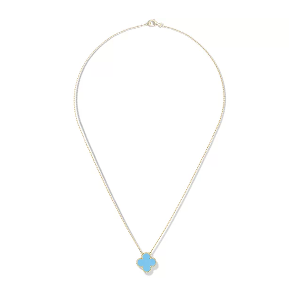 Van Cleef & Arpels Vintage Alhambra Blue Agate Pendant Necklace