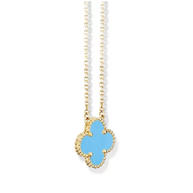 Van Cleef & Arpels Vintage Alhambra Blue Agate Pendant Necklace