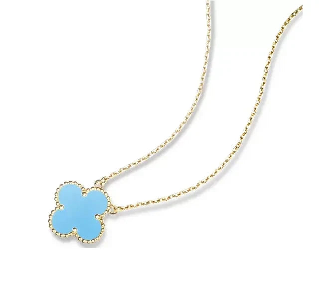 Van Cleef & Arpels Vintage Alhambra Blue Agate Pendant Necklace