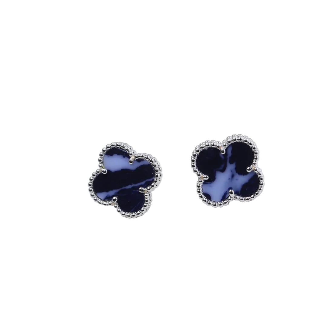 Van Cleef & Arpels Vintage Alhambra Blue Enamel Earrings
