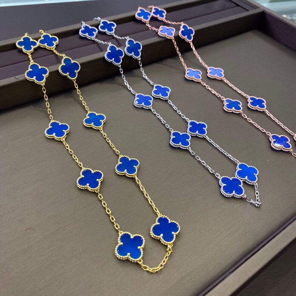 Van Cleef & Arpels Vintage Alhambra Blue Lapis 10 Motifs Necklace