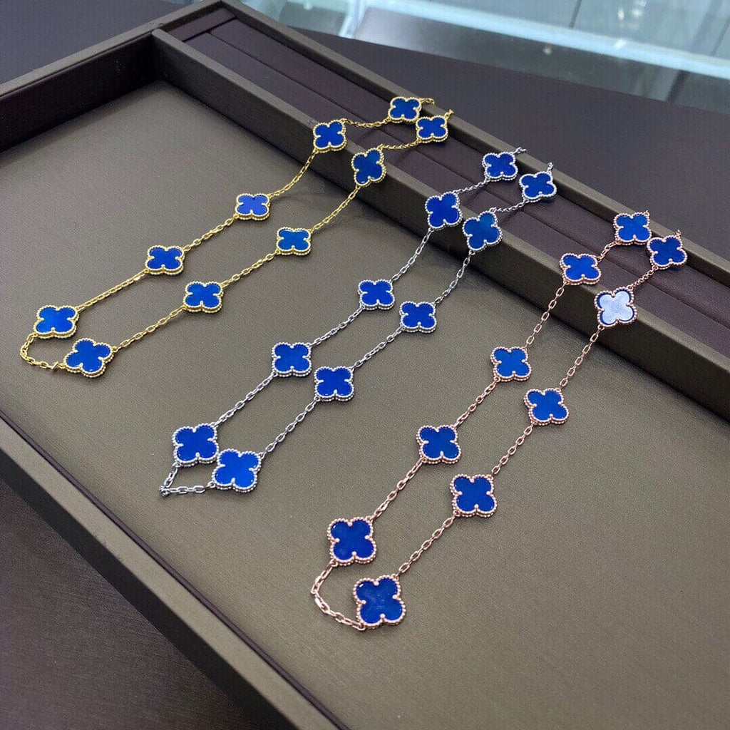 Van Cleef & Arpels Vintage Alhambra Blue Lapis 10 Motifs Necklace