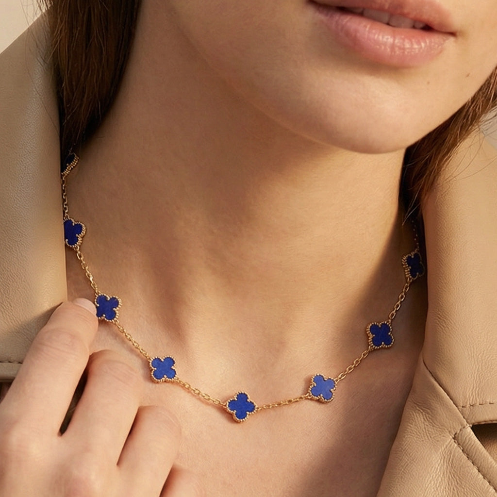 Van Cleef & Arpels Vintage Alhambra Blue Lapis 10 Motifs Necklace