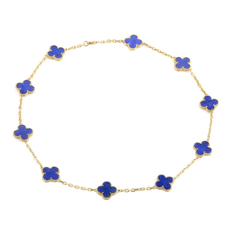 Van Cleef & Arpels Vintage Alhambra Blue Lapis 10 Motifs Necklace