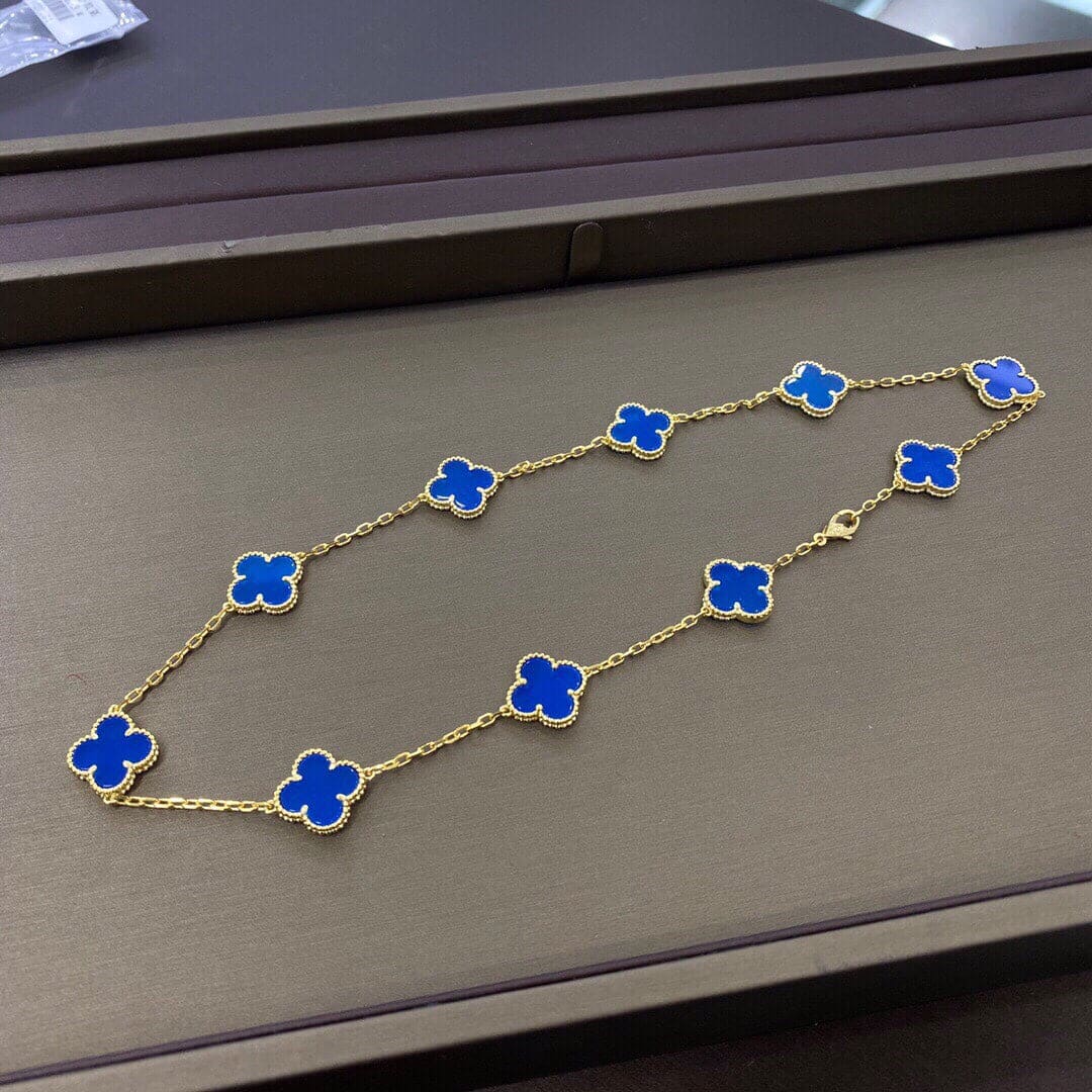 Van Cleef & Arpels Vintage Alhambra Blue Lapis 10 Motifs Necklace