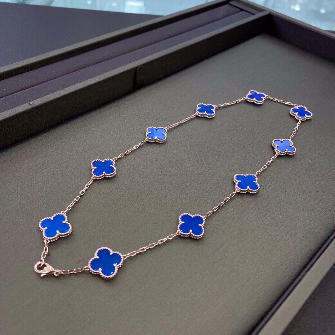 Van Cleef & Arpels Vintage Alhambra Blue Lapis 10 Motifs Necklace