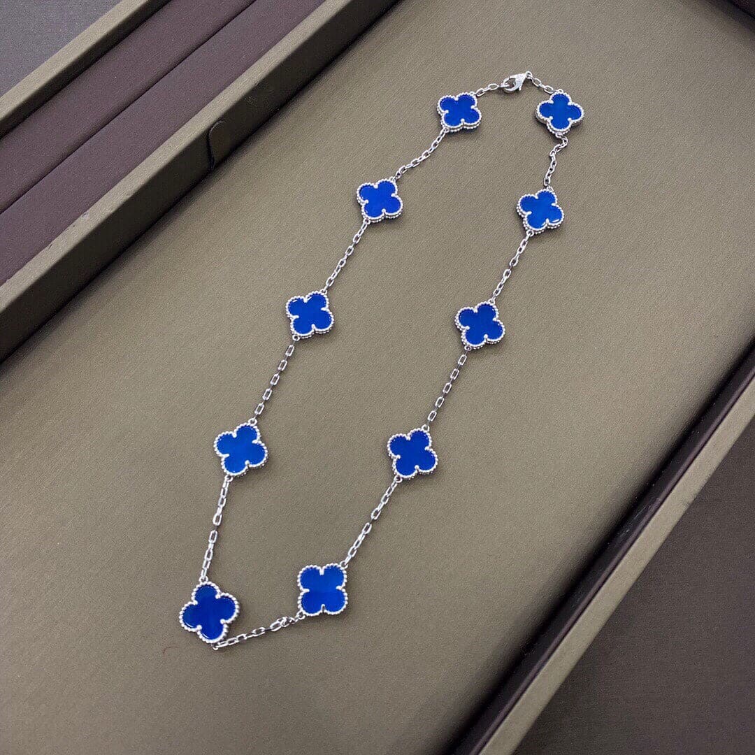 Van Cleef & Arpels Vintage Alhambra Blue Lapis 10 Motifs Necklace