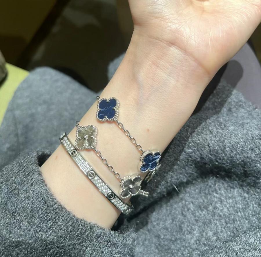 Van Cleef & Arpels Vintage Alhambra Crystal Blue Clover Bracelet