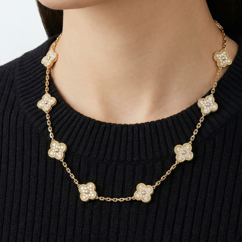 Van Cleef & Arpels Vintage Alhambra 10 Motifs Necklace Design