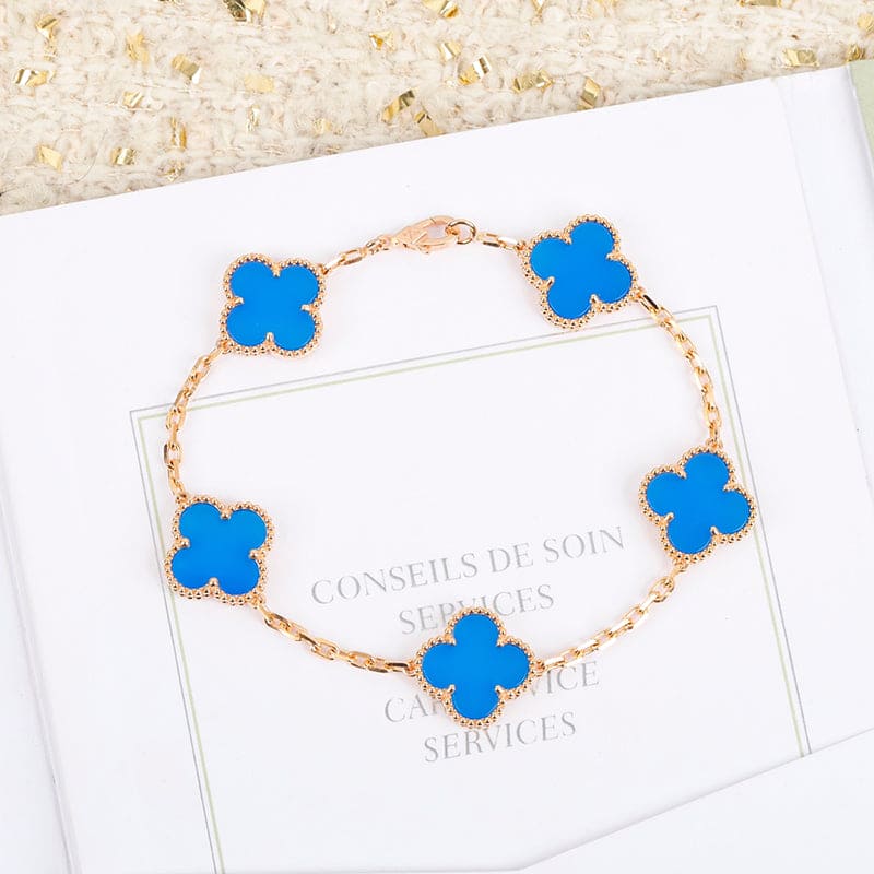 Van Cleef & Arpels Vintage Alhambra Five Motifs Agate Clover Bracelet
