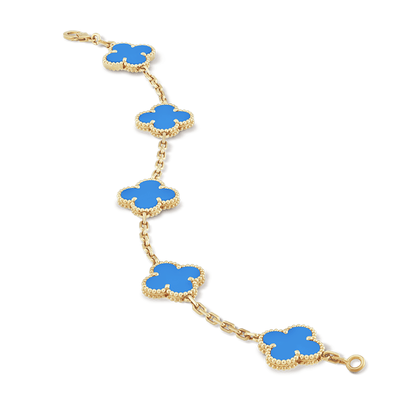 Van Cleef & Arpels Vintage Alhambra Five Motifs Agate Clover Bracelet