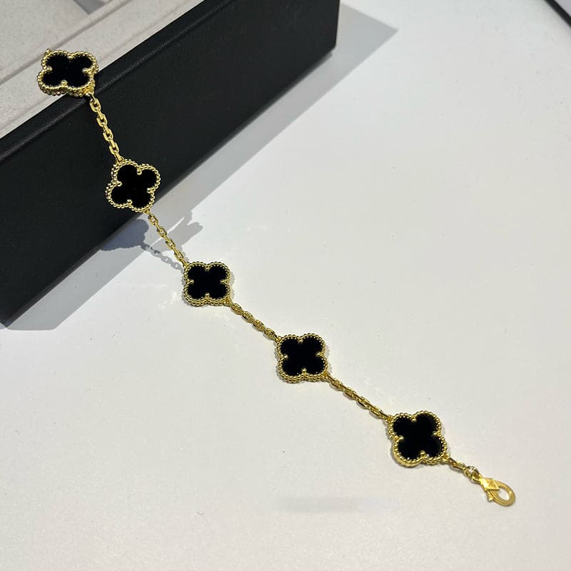 Van Cleef & Arpels Vintage Alhambra Five Motifs Black Clover Bracelet