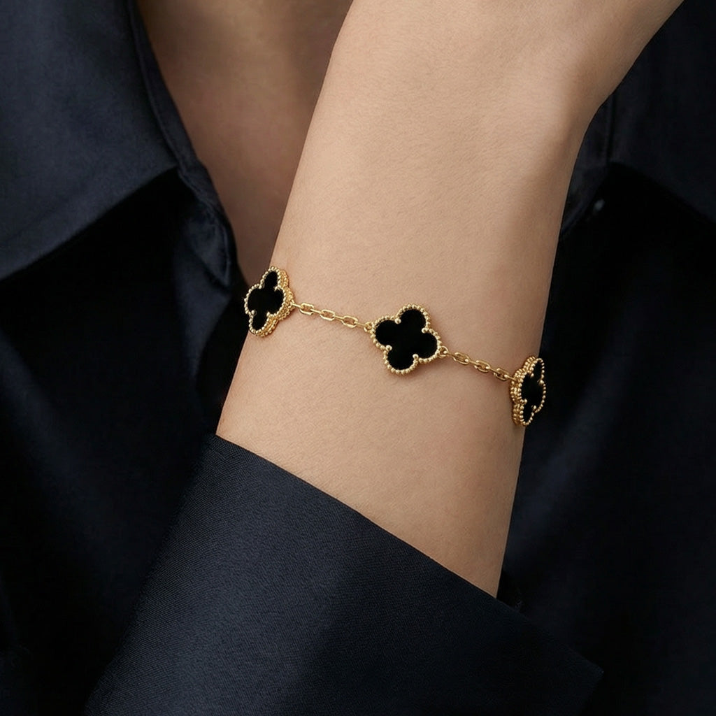 Van Cleef & Arpels Vintage Alhambra Five Motifs Black Clover Bracelet