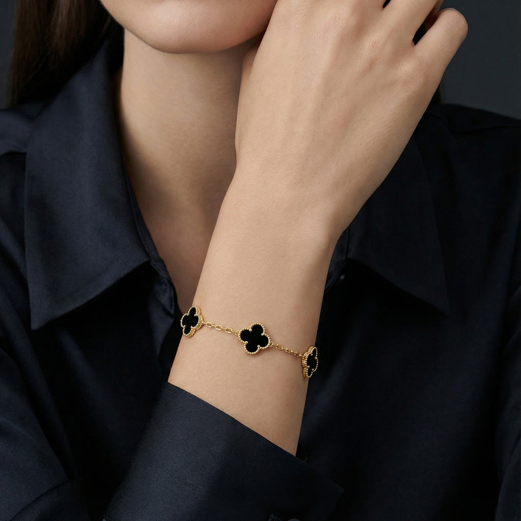 Van Cleef & Arpels Vintage Alhambra Five Motifs Black Clover Bracelet