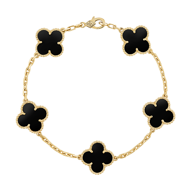 Van Cleef & Arpels Vintage Alhambra Five Motifs Black Clover Bracelet